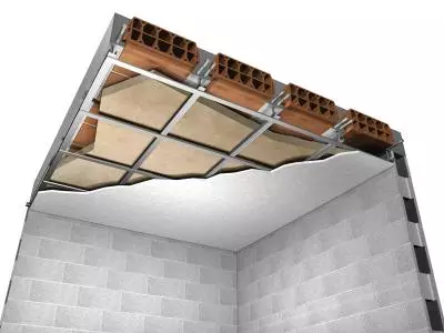 Controsoffitto in gesso rivestito con isolamento termo-acustico